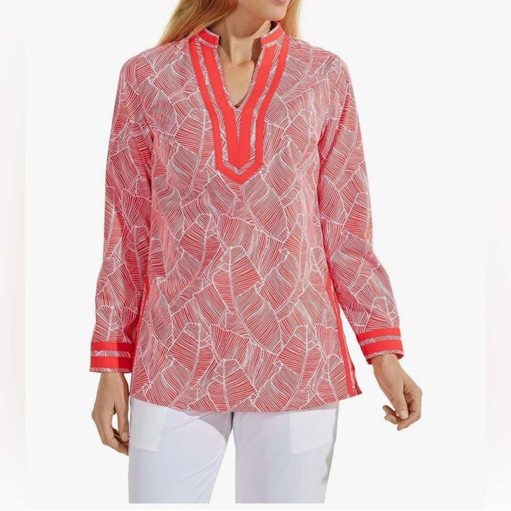 NWT Coolibar UPF 50+ Women's Sampika Tunic Top - Sun Protective vibrant coral